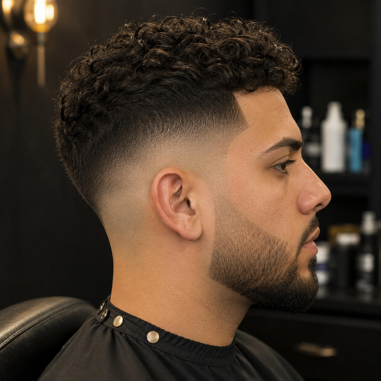 Mid fade, scissor work on top.